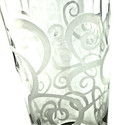 Vintage Cocktail Pitcher Tall Glass Cylindrical Etched Frosted Scroll Design 9 