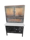 Vtg Sellers Hoosier Cabinet Black Distressed Farmhouse Baking Station Hutch