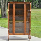 Petite Antique American Empire China Cabinet  Quarter-sawn Oak  C 1910  Bookcase