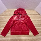 Gymboree Girls Size 4 5 Red Velour Sweatsuit full Zip Hooded Jacket pull On Pant