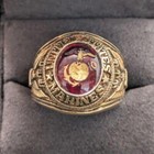 Yellow Gold Plated Us Marine Corps Signet Ring Usmc Veteran Men Size 22 18k Ge 