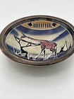 Stunning African Giraffe Carved Stone Trinket Bowl 6  Diameter Euc