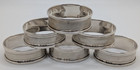 Set Of 6 Vintage English Sterling Silver Napkin Rings  Blank Cartouche D 1949-50