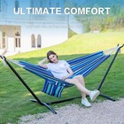 Pnaeut Double Hammock With Space Saving Steel Stand 2 Person Heavy Duty Garden