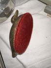 Vintage Brass Duck Lint Brush Red Velvet Base Mid-century Decor