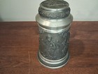 Pewter Beer Stein 3d Deer Elk Turkey Hunting Scene 7  Tall Heavy Ornate Vintage