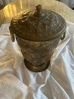 Vintage Nader Iran Brass Ice Bucket Hand Hammered With Lid  Persian  Ornate