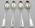 Antique Set Of 4 Matching Epns A1 Clamshell Tip Spoons With  b  Monogram England