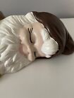 Vtg 70s Painted Ceramic Resting Garden Gnome Elf Pixie Dwarf Yard Art Brown Tan