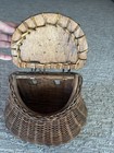 Vintage Wicker Fly Fishing Creel Basket Wooden Lid