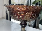 Antique Millersburg Glass Co Hanging Cherries Carnival Glass 7  Compote Bowl