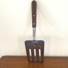 Vintage Robinson Knife Co Short Spatula Stainless Usa Slotted Turner Wood Handle