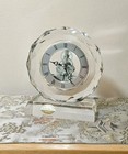 Crystal Skeleton Table   Mantle Clock  Transparent W Silver Face And Mechanisms 