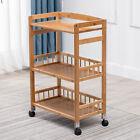 3 Tier Kitchen Serving Cart Bar Food Storage Organizer Rack Home Bamboo Trolley 