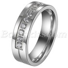 Couples Simple Stainless Steel Cz Wedding Engagement Band Ring Anniversary Gift