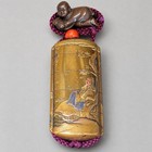 Antique Edo Period Japanese Gold Maki-e Lacquer Inro Set Signed Netsuke Box