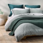 King Textured Chambray Cotton Duvet Cover   Sham Set Dark Teal Blue