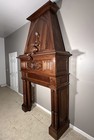 Antique French Gothic Walnut Wood Fireplace Surround Mantel W  Dragon Gargoyle