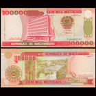 Lot 100 Pcs mozambique 100000 Metical Banknotes unc 1993  Free Shipping