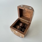 Handcrafted Wooden Dice Set With Storage Box - Solid Wood With Silver Inlay