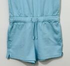 Athleta Girl Havin A Great Time Romper L 12 Cotton Blue Drawstring Pockets Nwot