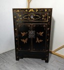 Vintage Hand Painted Black Lacquer Asian Chinese Oriental Cabinet Table B