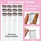 Hair Tinsel Pack Of 12 Pcs Clip In 1 Count  pack 12   Silver 