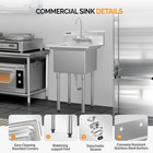 Nsf Commercial Single Bowl Kitchen Sink  304 Stainless Steel  Free Standing New