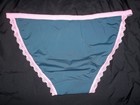 Girls 10-12 Lace Trim String Bikini Panties W flower Navy W pink Nip Tween
