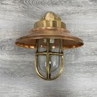 Brass Nautical Wall Sconce Copper Rain Cap Junction Box Caged Glass Ship Light