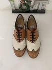 Walter Genuin Ladies Golf And Dress Shoes Size 6 5 White Tan Made In Italy Nwot