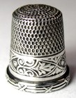 Antique Simons Bros  Sterling Silver Thimble     renaissance     Reed   Tie Rim