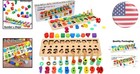 Colorful Wooden Number Puzzles And Shape Stacker - Non-toxic Play For Toddlers