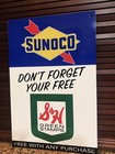 Sunoco Gasoline S h Green Stamps Metal Sign Baked Oil Gas