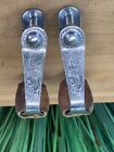 Vintage Silver Mounted Stainless Steel Western Saddle Stirrups   Very Nice  
