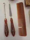 Vtg Set Of 7 Bakelite Celluloid Vanity Set Art Deco  broken Mirror 