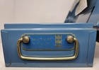 Vintage Bemis   Call Metal Lock Box Small Sesamee  Mutual Trust Life Ins  Blue