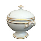 19th C  Old Paris Porcelain Soup Tureen Neoclassical Design Gilt Decoration