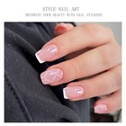  Gel Nail Stickers French Tip White Pink Flower Semi Cured Gel Nail Strips 