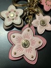 Coach Keychain Wildflower Cluster Leather Studded Keychain Badge Charm Pink
