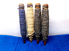 Antique Metal   Wood Textile Sewing Spindles Spools Bobbins With Thread Lot Of 4