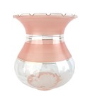 Pink Satin Cased Glass Hurricane Lamp Shade Acid Etched Frosted Roses