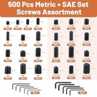 500 Pcs 25 Size Set Screws Metric sae Set Screw Assortment Kit 12 9 Alloy Ste   