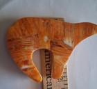 Orange Spiny Oyster Overlay Left Facing Bear Pendant  3  X 2  Backed Pendants