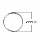 Split Rings 20mm - 10 20 50 Stainless Steel 2mm Key Chain Rings F2288