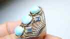 Gorgeous Sterling Large Blue Bezel Stones Ring Designer Signed Pti Size 9