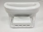Vintage White Ceramic Soap Dish Tray Shower Washcloth Holder Mid Century Modern