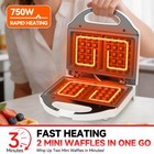 Ashglen Ceramic Mini Waffle Maker 2 Slices  Belgian Waffle Maker  Waflera Electr