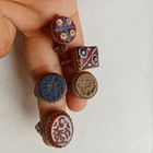 Ancient 5 Roman Intaglio Ring Bronze Engraved Intaglio Ancient Coloredjade Rings