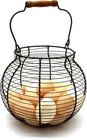 Wire Egg Basket W  Wood Handle Primitives Vintage Gathering